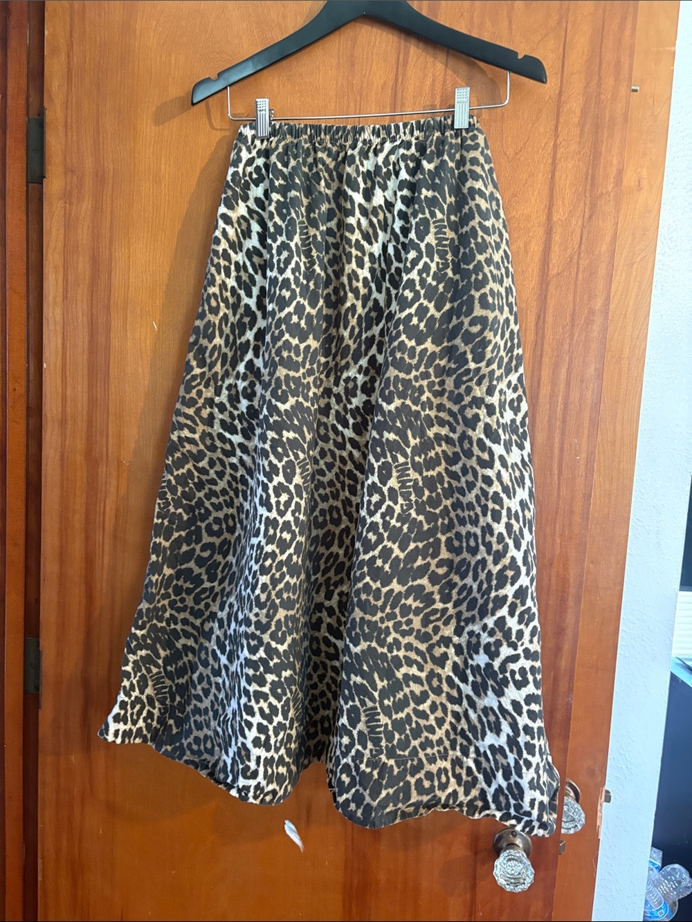 Ganni Leopard Print Maxi Skirt in Brown and Black